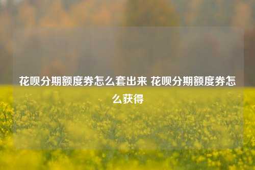 花呗分期额度券怎么套出来 花呗分期额度券怎么获得