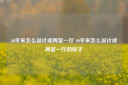 40平米怎么设计成两室一厅 40平米怎么设计成两室一厅的房子