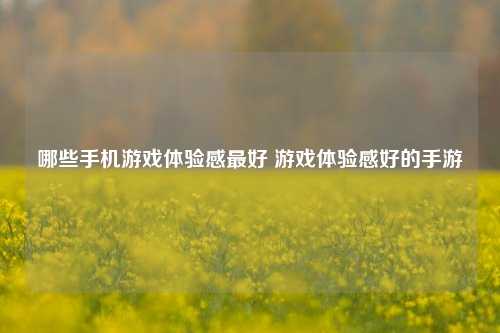 哪些手机游戏体验感最好 游戏体验感好的手游